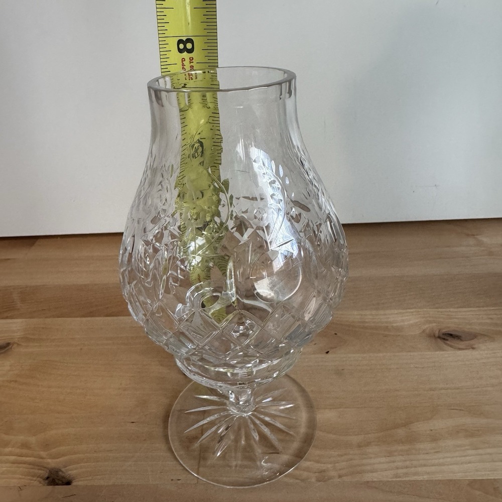 Rogaska GALLIA Cut Crystal Hurricane Candle Lamp Globe Floral Criss Cross 7.75" - Picture 10 of 10